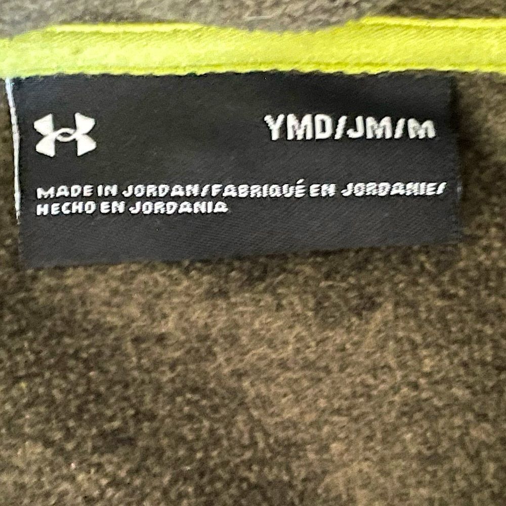 Youth Under Armour Army Green, Half-Zip, Long-Sleeve, Fleece Pullover. Size YMD. - Picture 3 of 3
